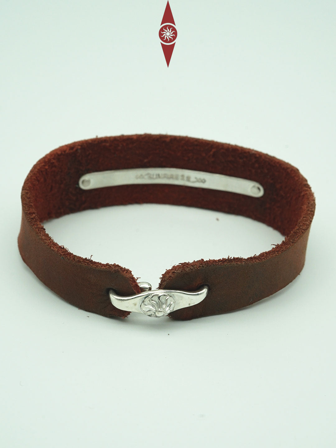 Handcrafted Leather Bracelet with Sterling Silver – Banana Leaf Inspired