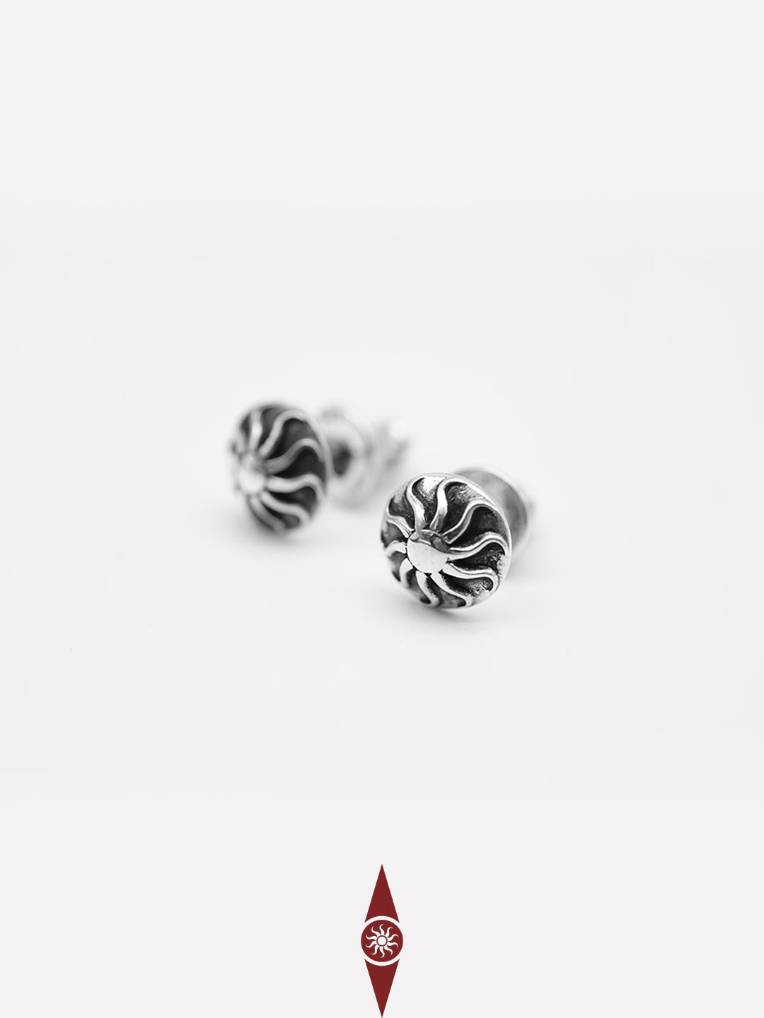 Sun Totem Stud Earrings – Handcrafted 925 Sterling Silver | Yi Ethnic Inspired