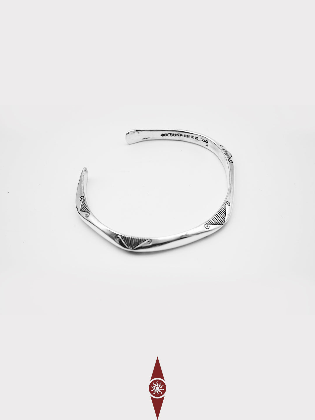 Handcrafted Sterling Silver Open Bracelet – Geometric Design