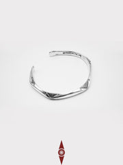 Handcrafted Sterling Silver Open Bracelet – Geometric Design