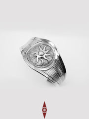 Handcrafted Large Sterling Silver Bracelet – Sun Totem Design