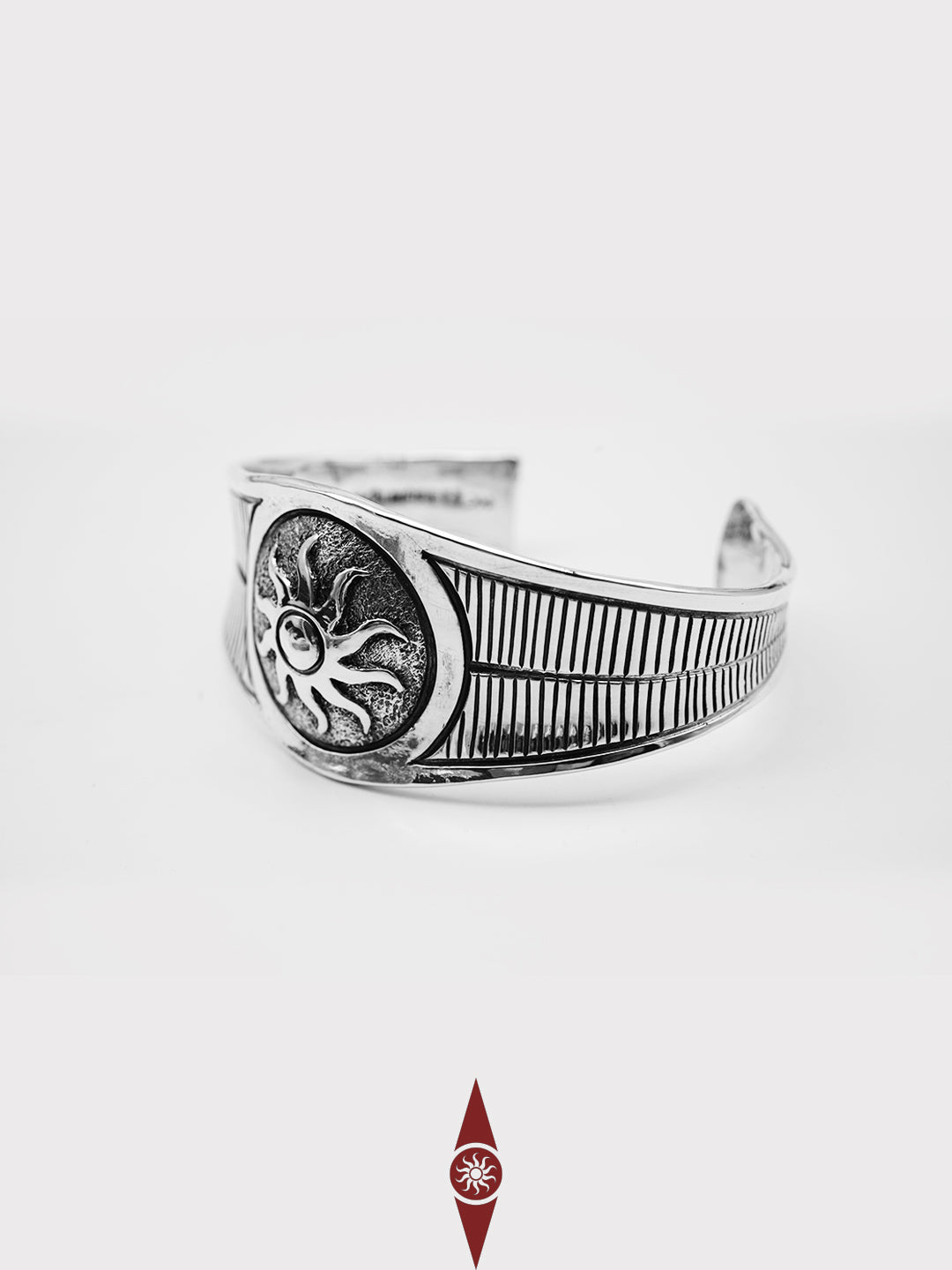 Handcrafted Large Sterling Silver Bracelet – Sun Totem Design