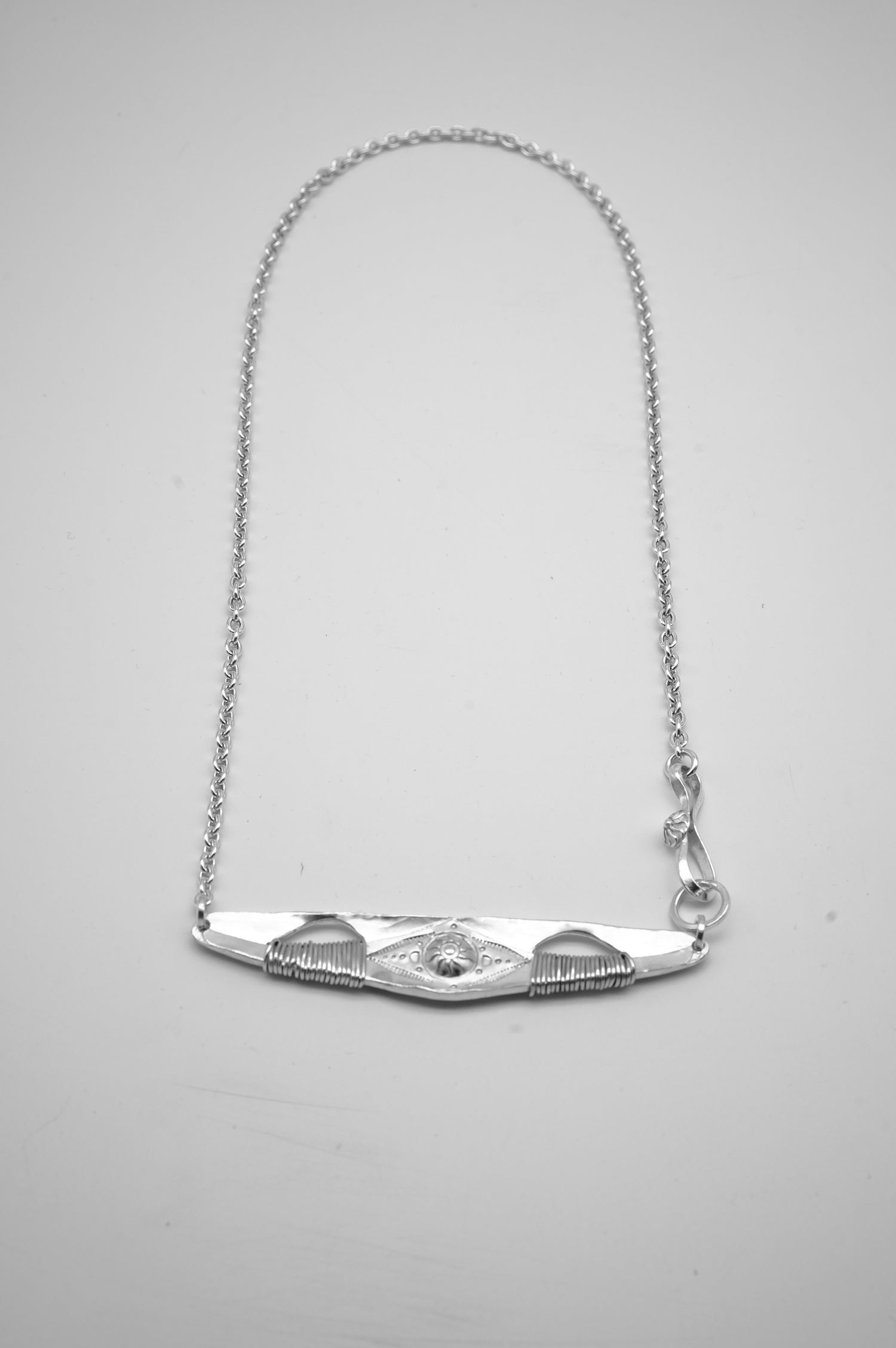 Handcrafted Sterling Silver Necklace – Southwest China Tribal Bull Horn Totem