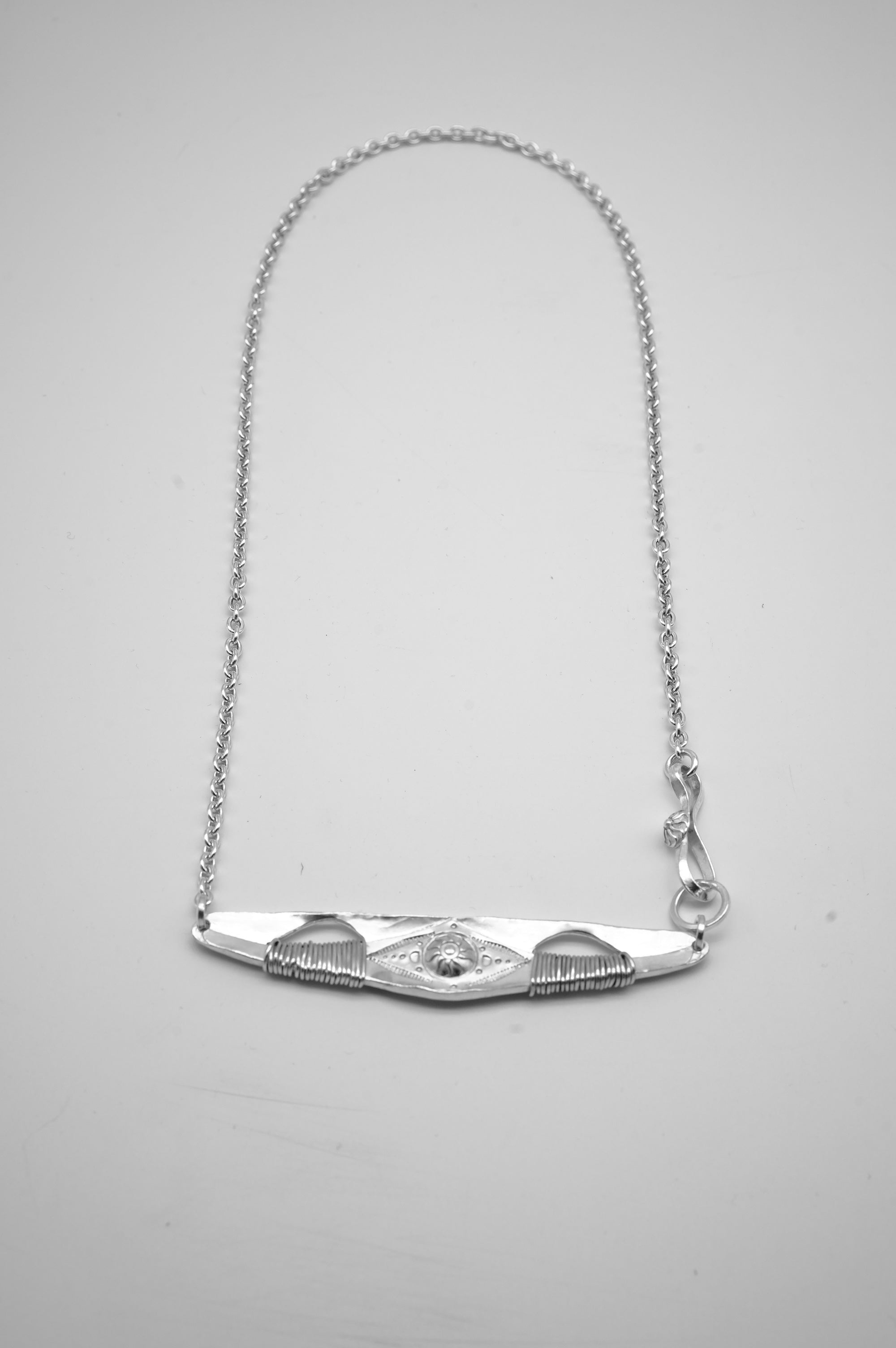 Handcrafted Sterling Silver Necklace – Southwest China Tribal Bull Horn Totem