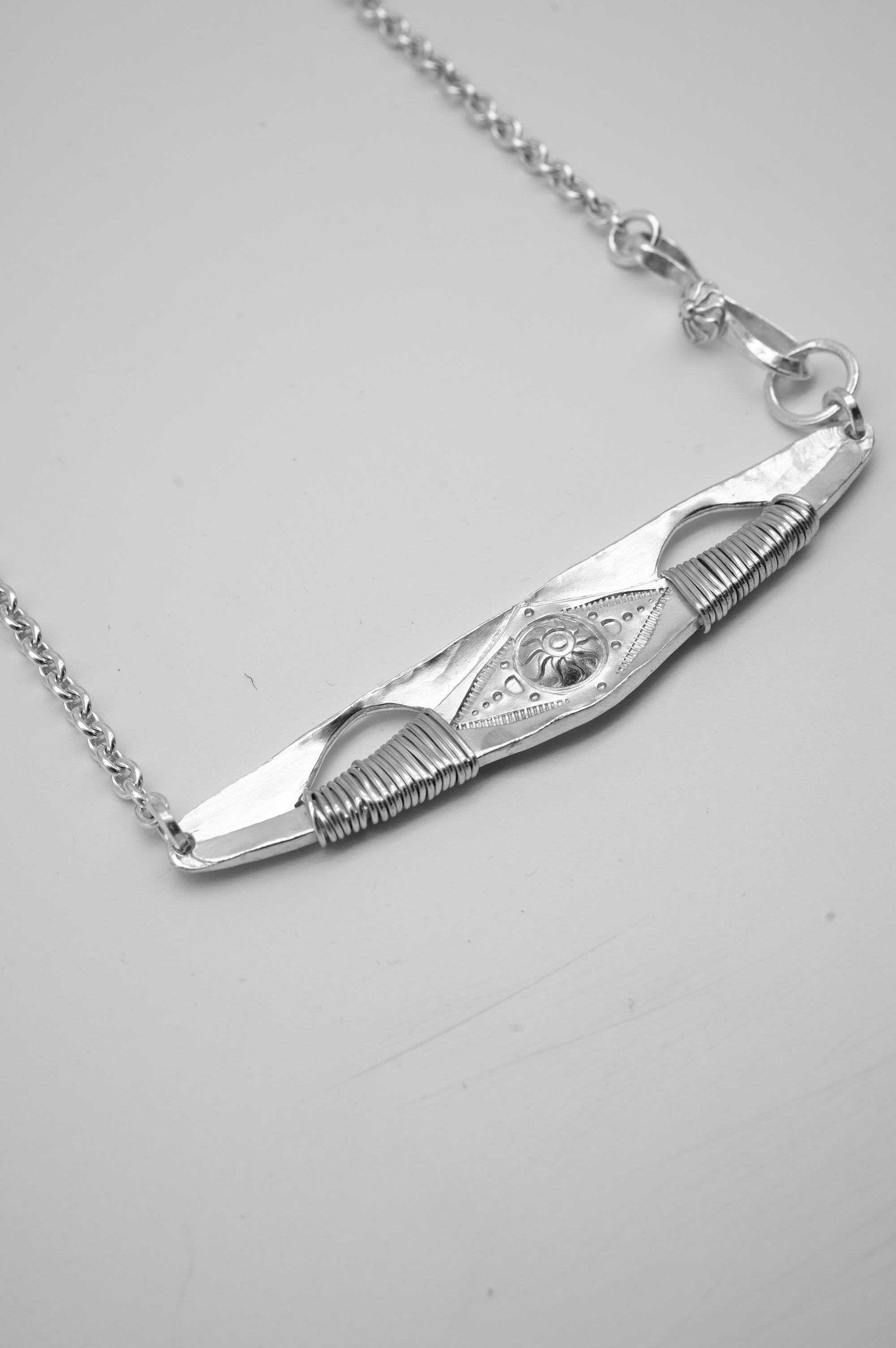 Handcrafted Sterling Silver Necklace – Southwest China Tribal Bull Horn Totem